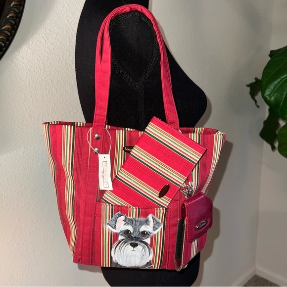 Longaberger Homestead Women’s One of a Kind Schnauzer Striped Small Tote Bag NWT - Picture 2 of 16